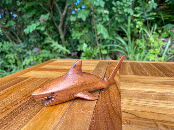Hand-Carved Wooden Shark · 8" Manō