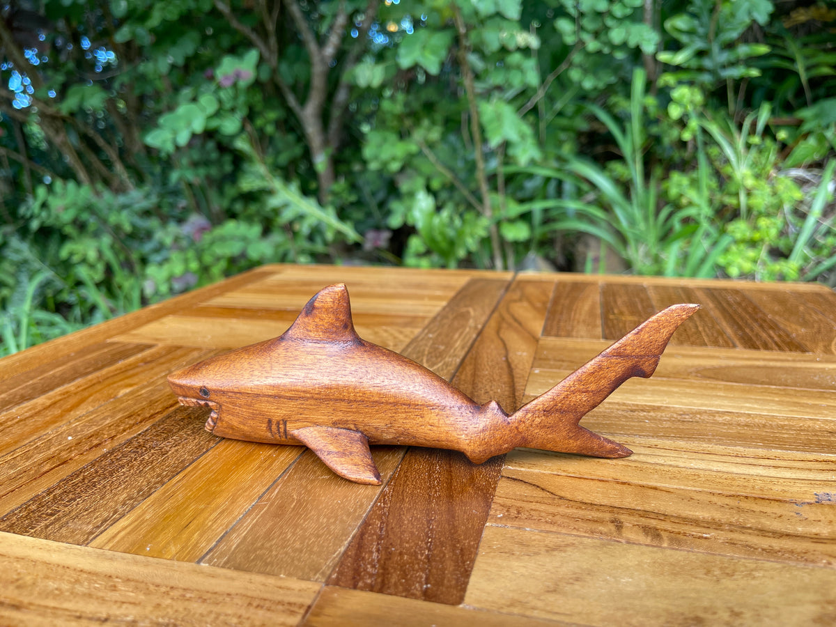 Hand-Carved Wooden Shark · 8" Manō