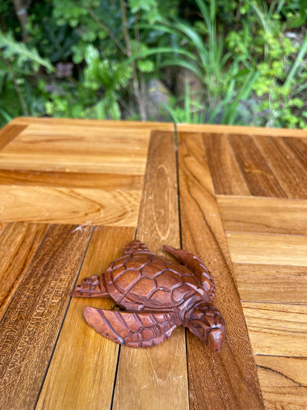 Hand-Carved Wooden Sea Turtle · 4" Honu