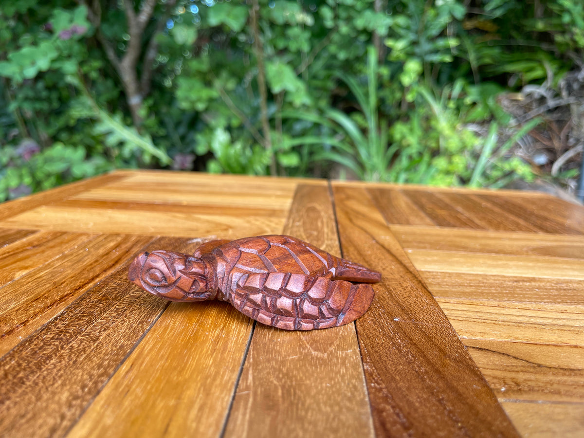 Hand-Carved Wooden Sea Turtle · 4" Honu