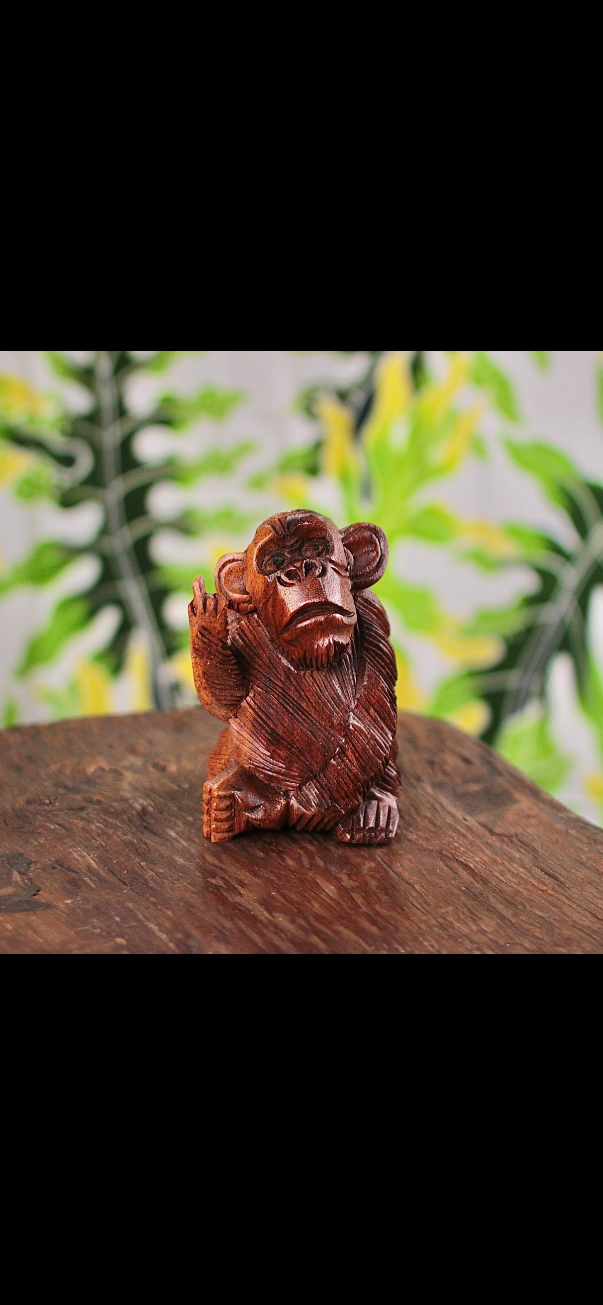 Hand-Carved Middle Finger Monkey · Monkeypod Wood · Funny Gift