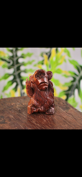 Hand-Carved Middle Finger Monkey · Monkeypod Wood · Funny Gift