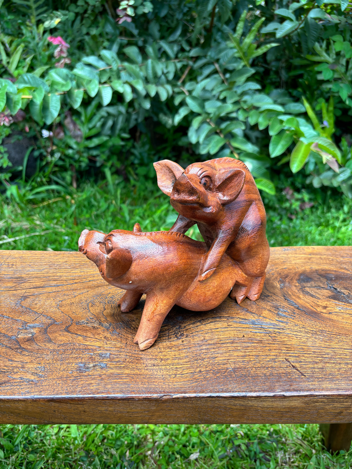 "Makin' Bacon" — Hand-Carved Wood Pigs | Funny Naughty Gift from Hawaiʻi