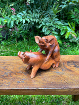 "Makin' Bacon" — Hand-Carved Wood Pigs | Funny Naughty Gift from Hawaiʻi