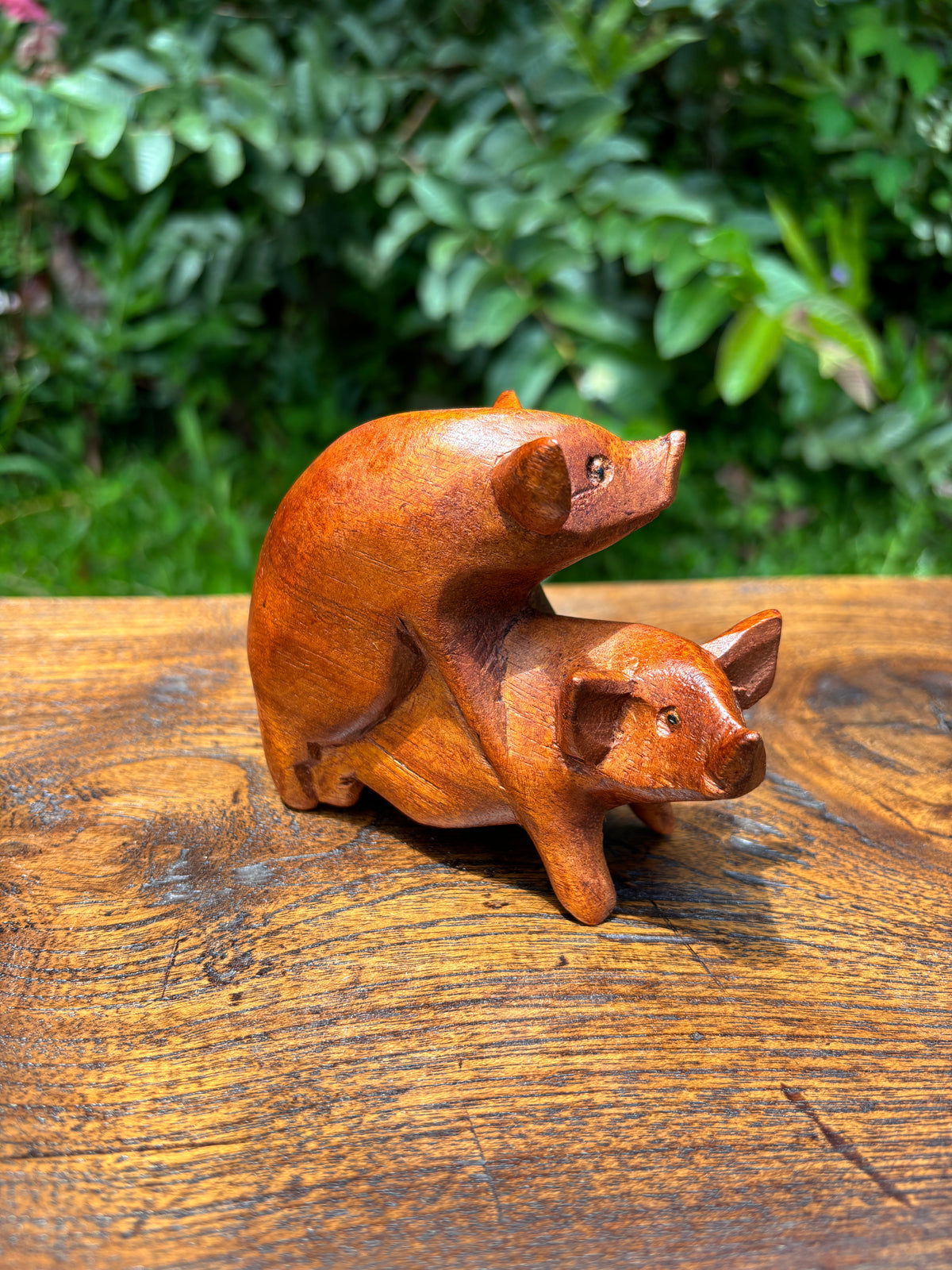 "Makin' Bacon" — Hand-Carved Wood Pigs | Funny Naughty Gift from Hawaiʻi