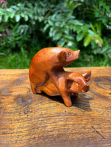 "Makin' Bacon" — Hand-Carved Wood Pigs | Funny Naughty Gift from Hawaiʻi