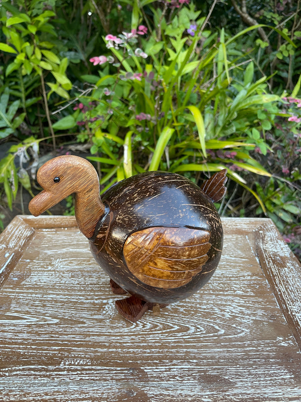 Coconut Shell Duck Coin Bank · Handmade Piggy Bank · Tropical Décor