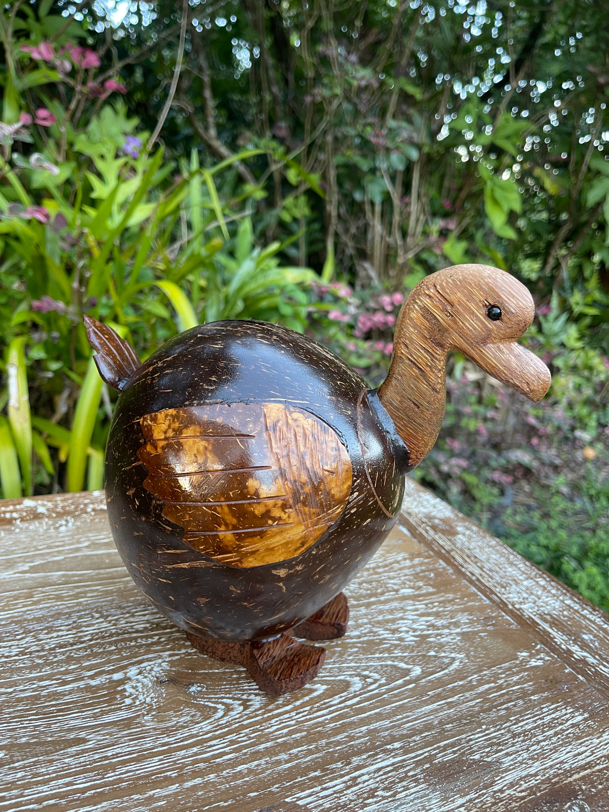 Coconut Shell Duck Coin Bank · Handmade Piggy Bank · Tropical Décor
